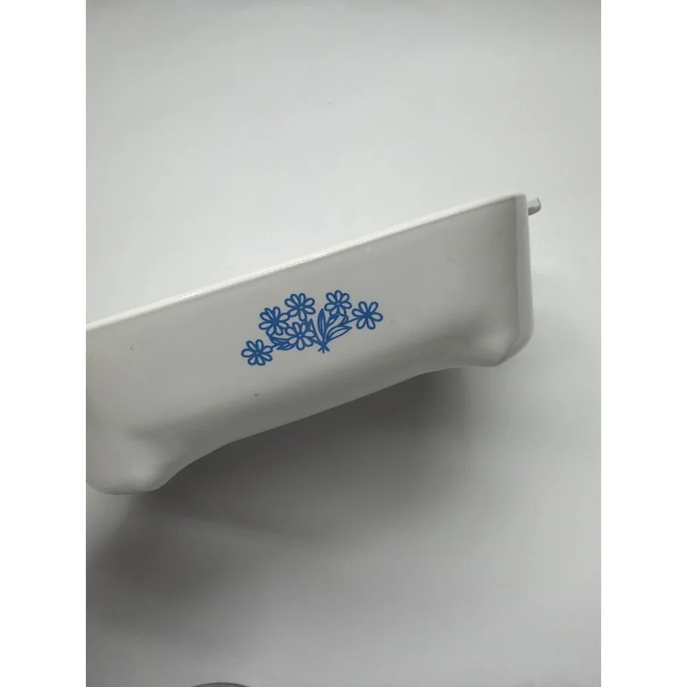 Corning Ware Cornflower Blue Floral‎ White Square Baking Dish Signature 68- 8000